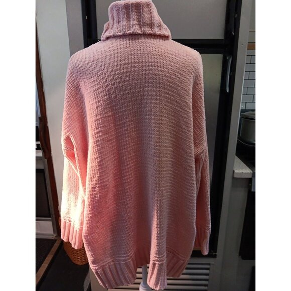 Aerie Womens Light Pink Chunky Knit Turtleneck Oversized Sweater, Soft, Size Med - Picture 5 of 11